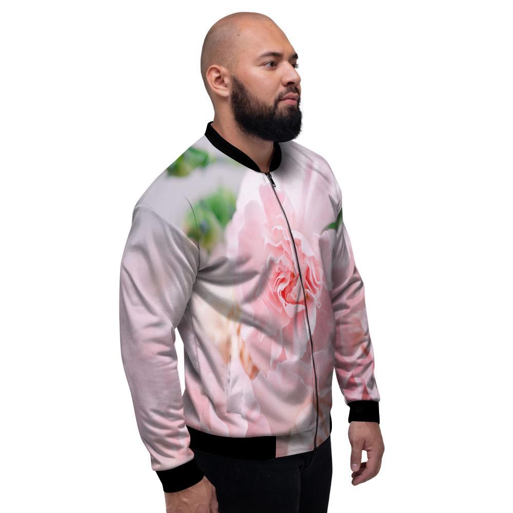 Carnation Flower Pink Print Men's Bomber Jacket-grizzshop
