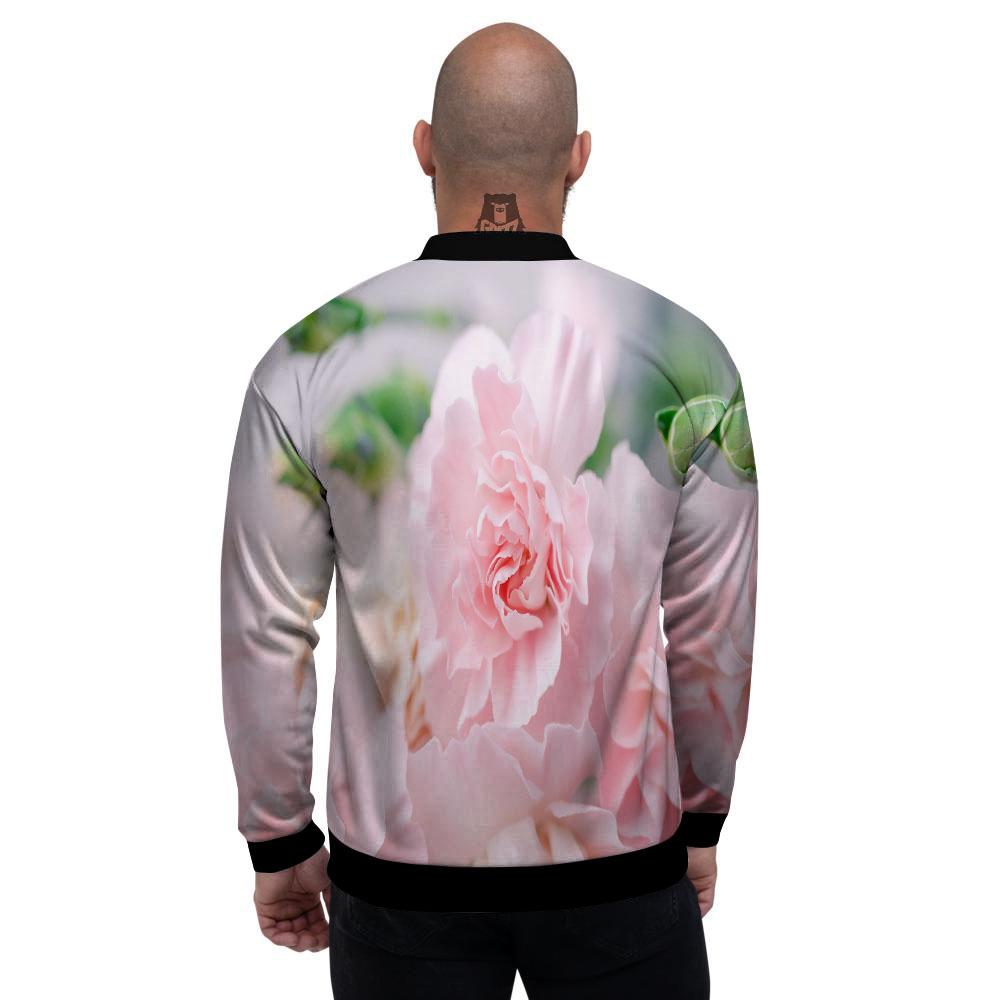 Carnation Flower Pink Print Men's Bomber Jacket-grizzshop