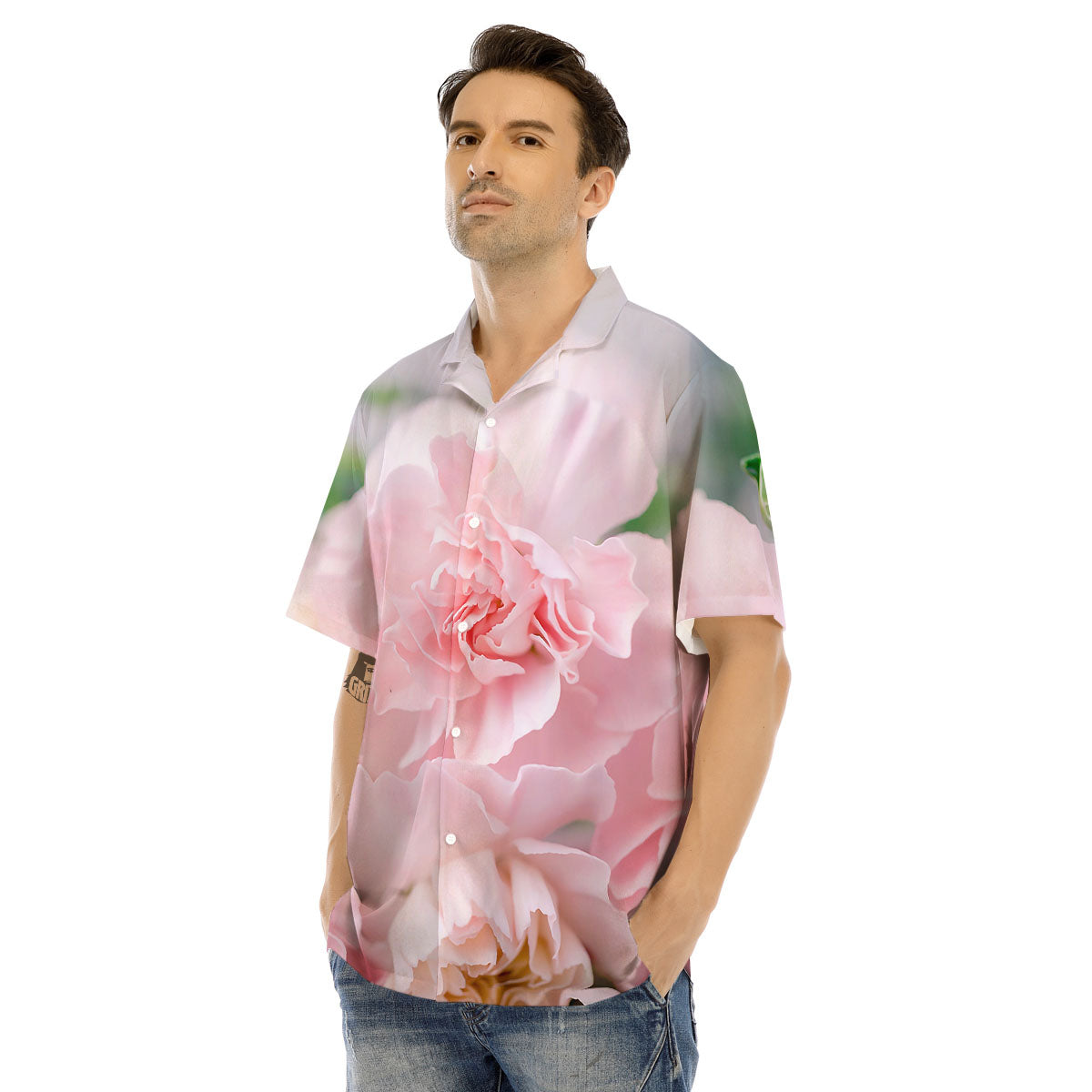 Carnation Flower Pink Print Men's Hawaiian Shirt-grizzshop