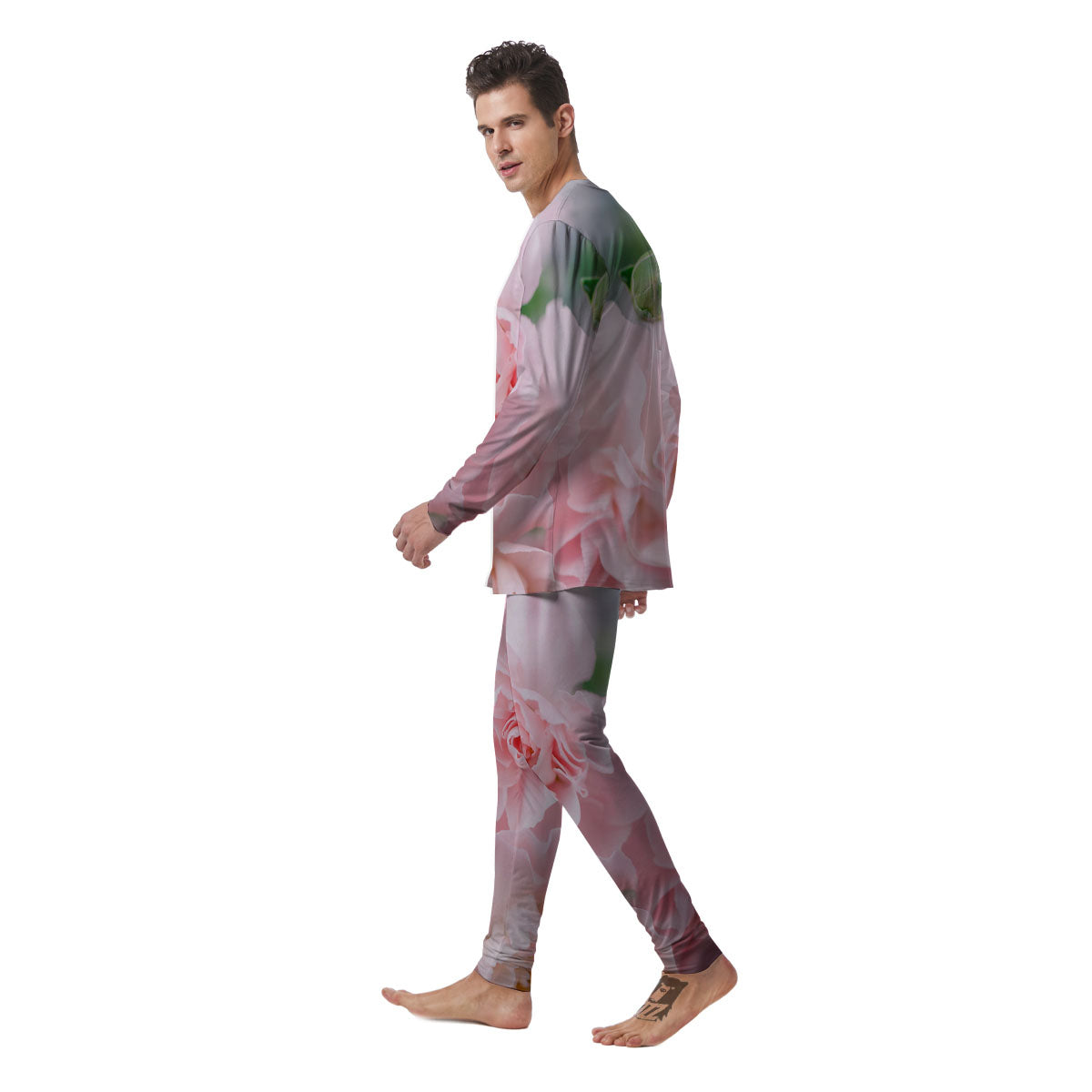 Carnation Flower Pink Print Men's Pajamas-grizzshop