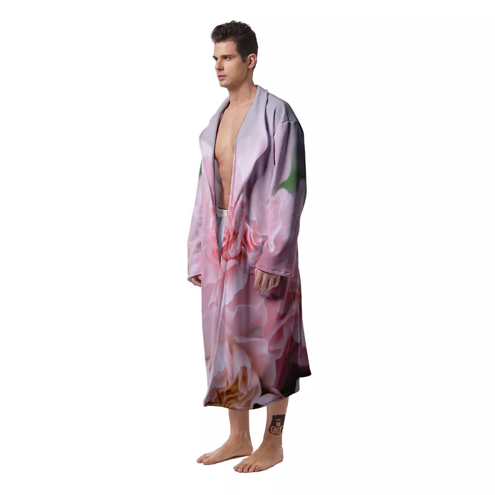 Carnation Flower Pink Print Men's Robe-grizzshop