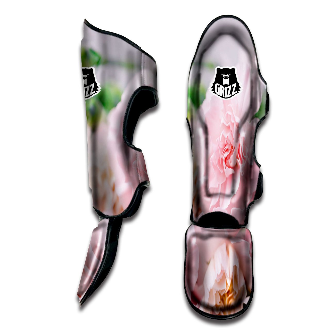 Carnation Flower Pink Print Muay Thai Shin Guards-grizzshop