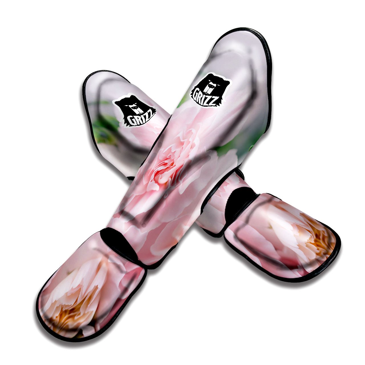 Carnation Flower Pink Print Muay Thai Shin Guards-grizzshop
