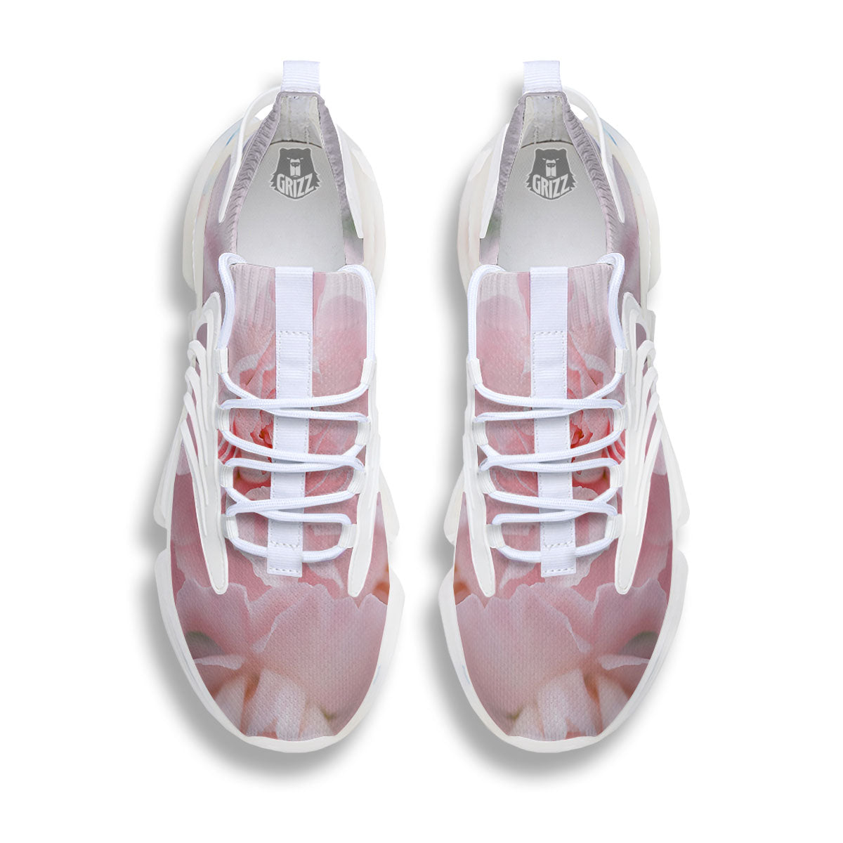 Carnation Flower Pink Print White Gym Shoes-grizzshop