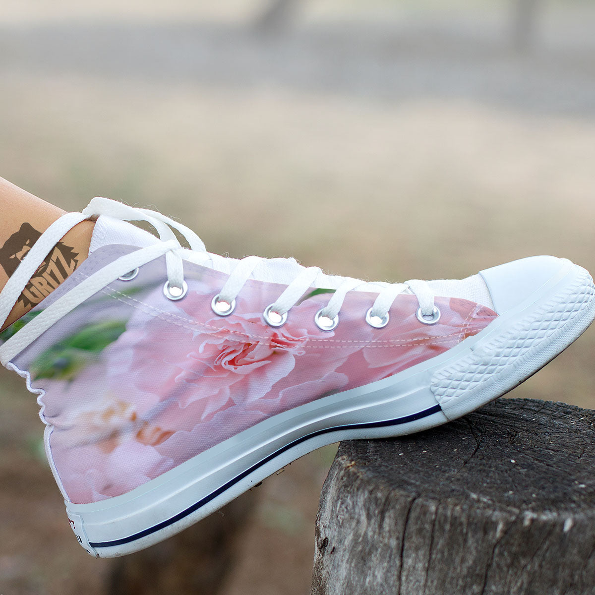 Carnation Flower Pink Print White High Top Shoes-grizzshop