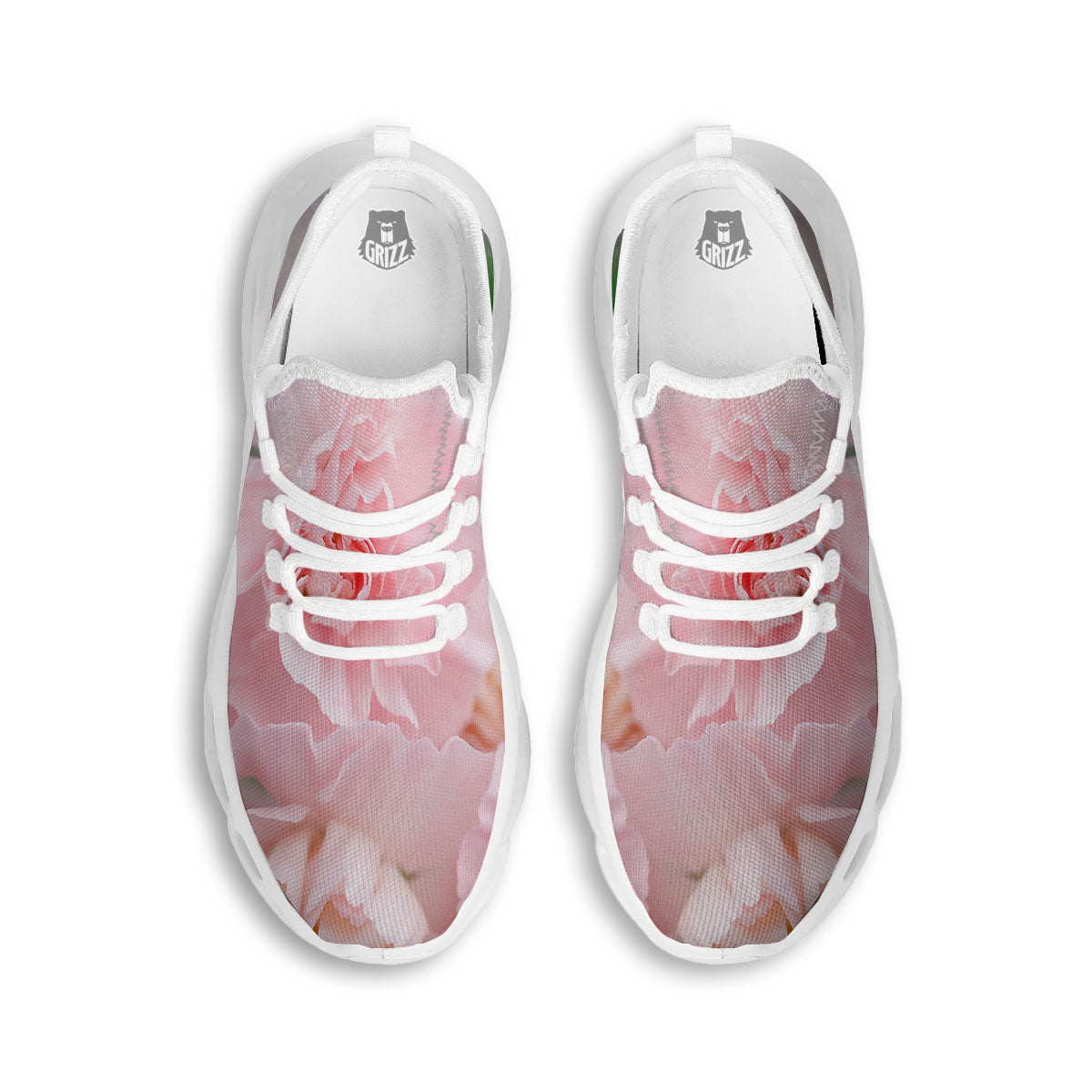 Carnation Flower Pink Print White Running Shoes-grizzshop