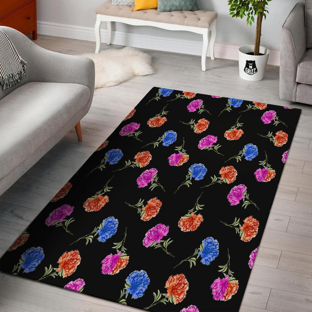 Carnation Watercolor Print Pattern Floor Mat-grizzshop