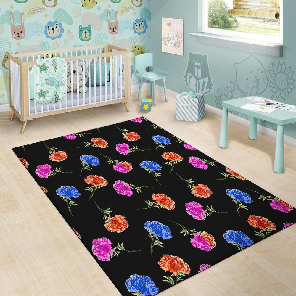 Carnation Watercolor Print Pattern Floor Mat-grizzshop