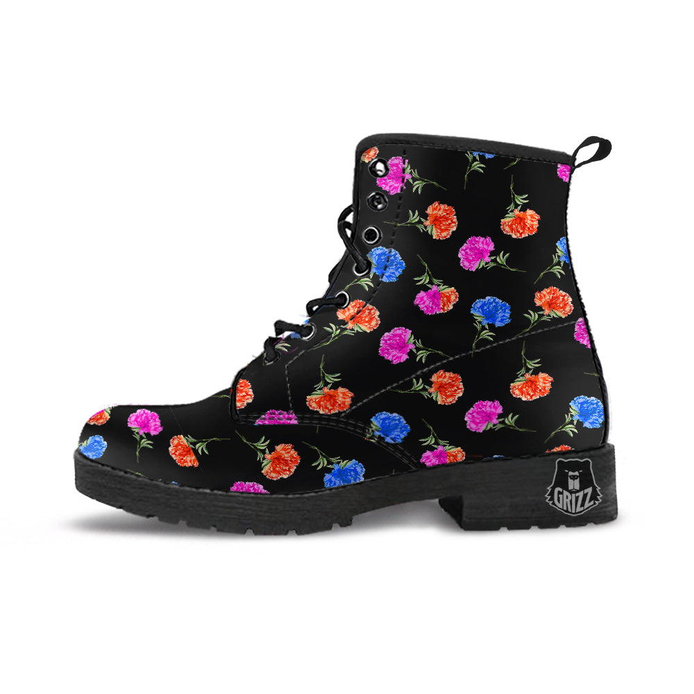 Carnation Watercolor Print Pattern Leather Boots-grizzshop