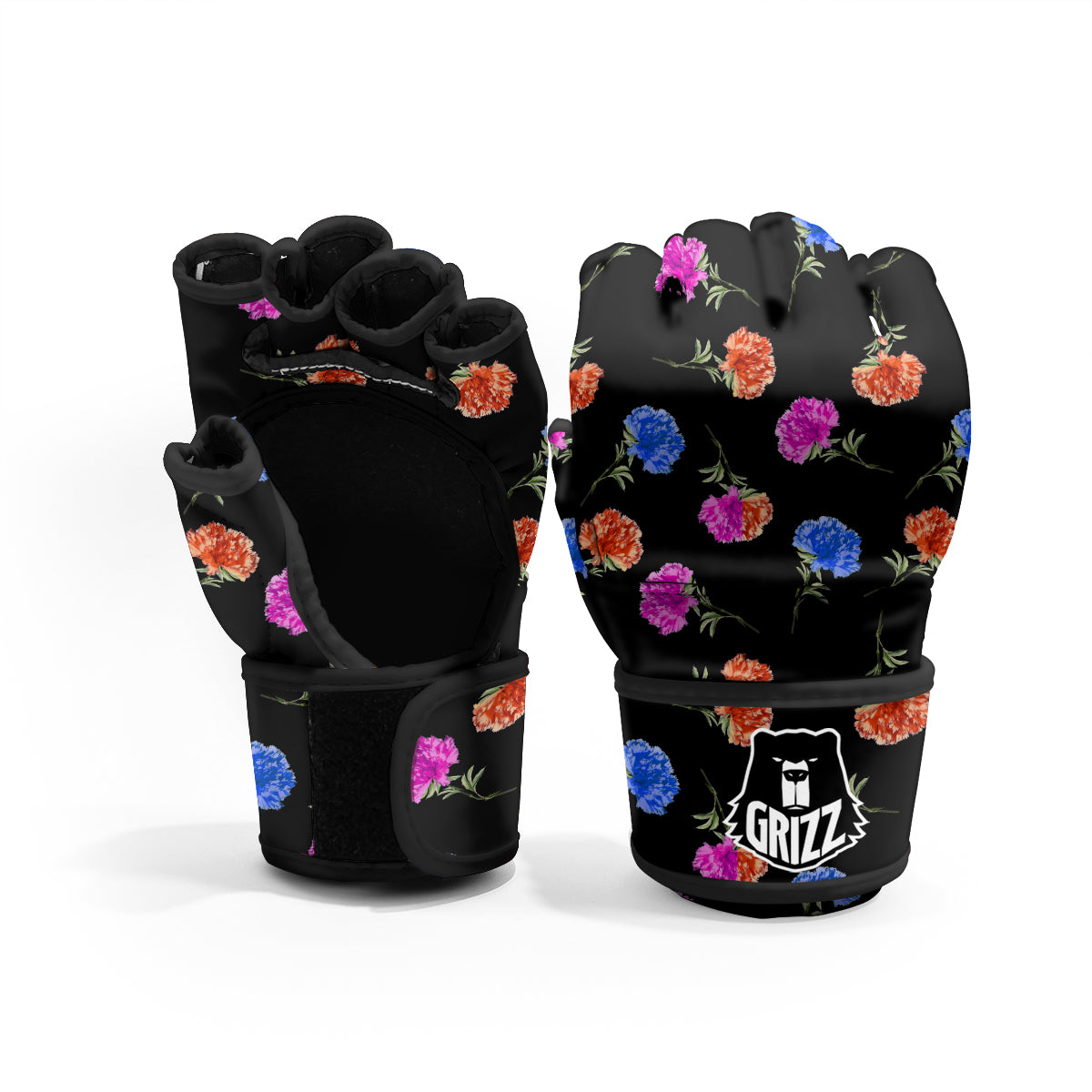 Carnation Watercolor Print Pattern MMA Gloves-grizzshop