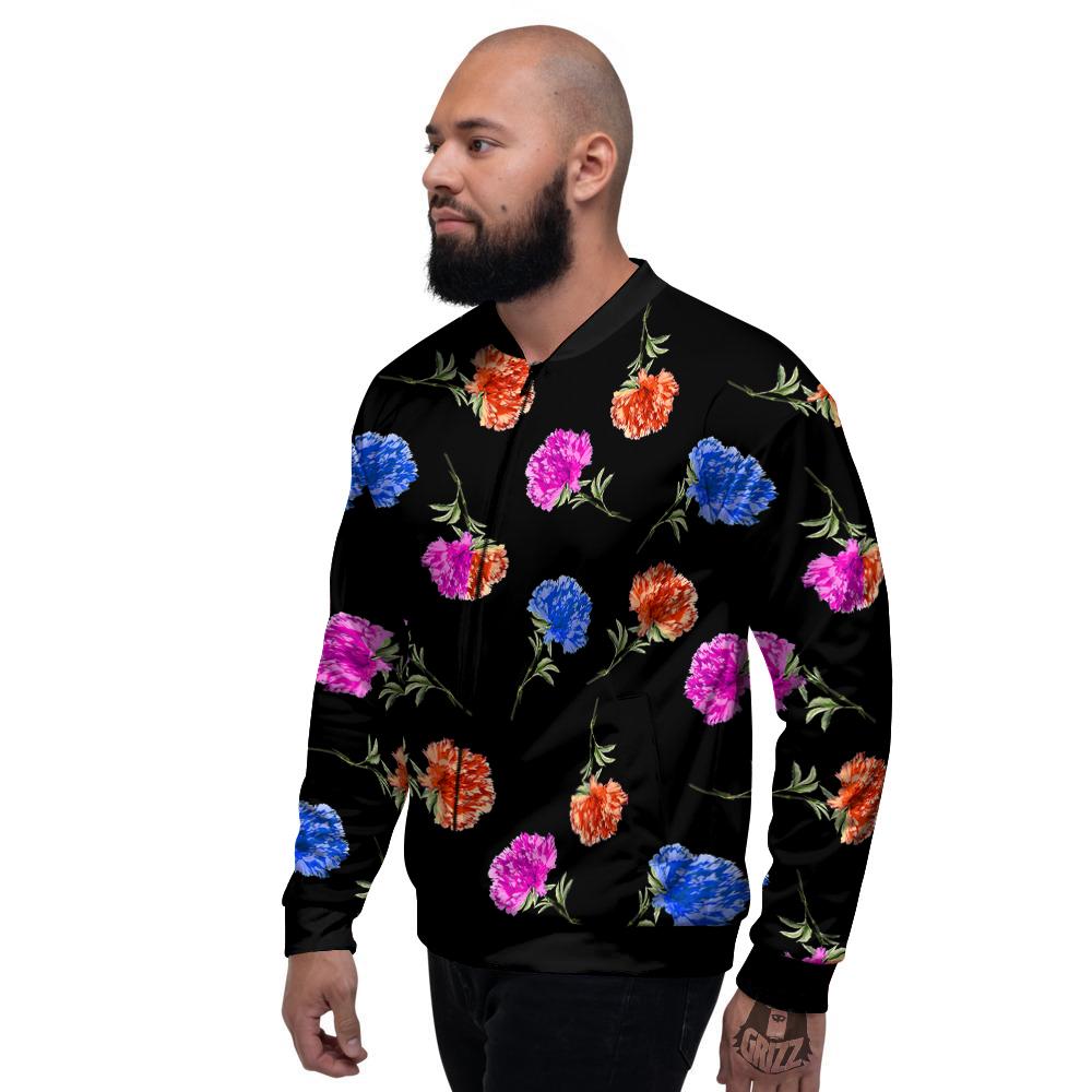 Carnation Watercolor Print Pattern Men's Bomber Jacket-grizzshop