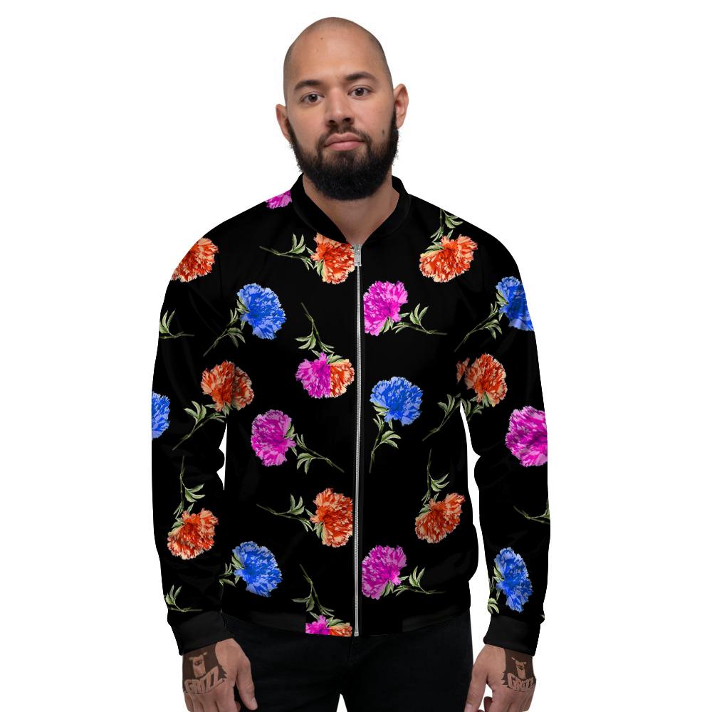 Carnation Watercolor Print Pattern Men's Bomber Jacket-grizzshop