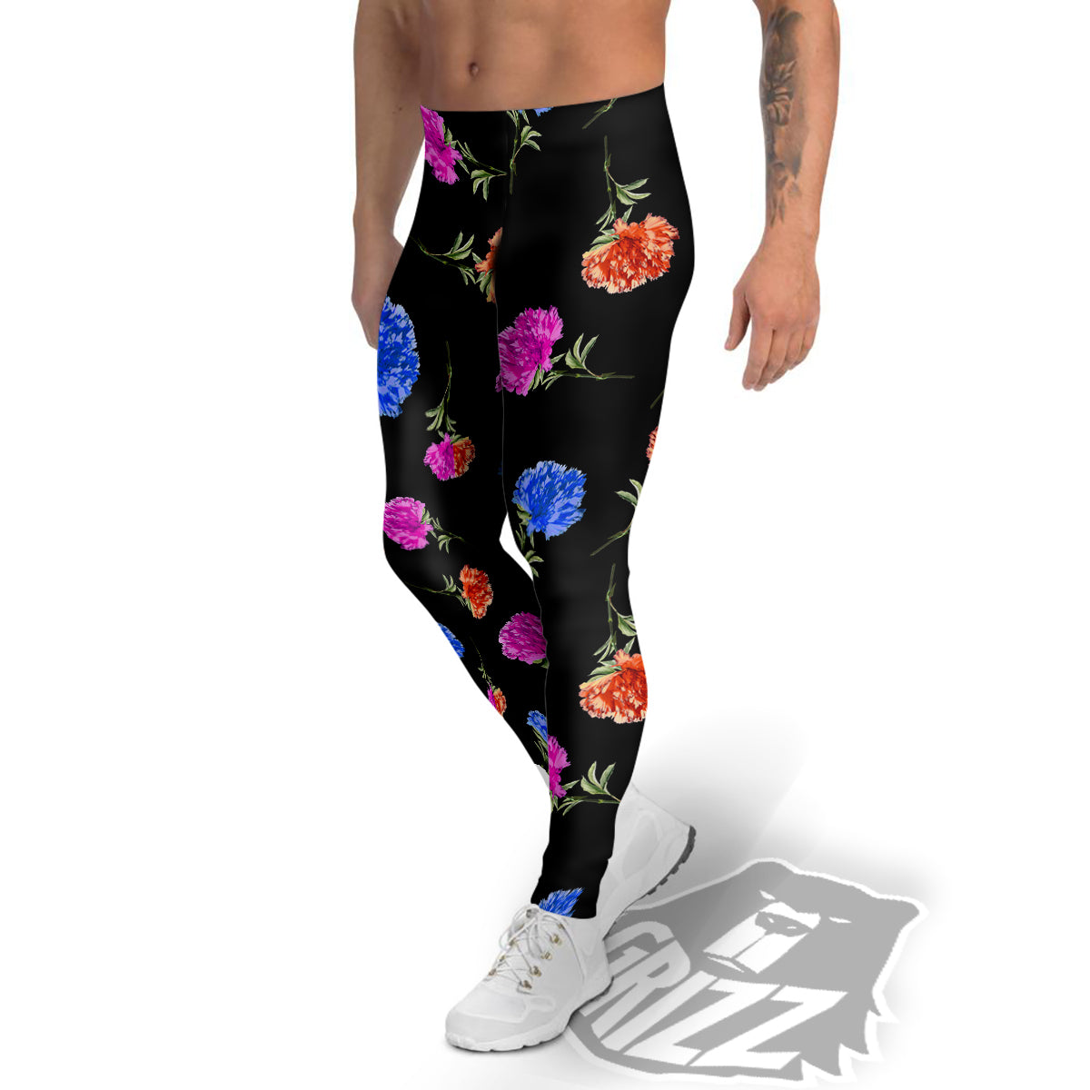 Carnation Watercolor Print Pattern Men's Leggings-grizzshop