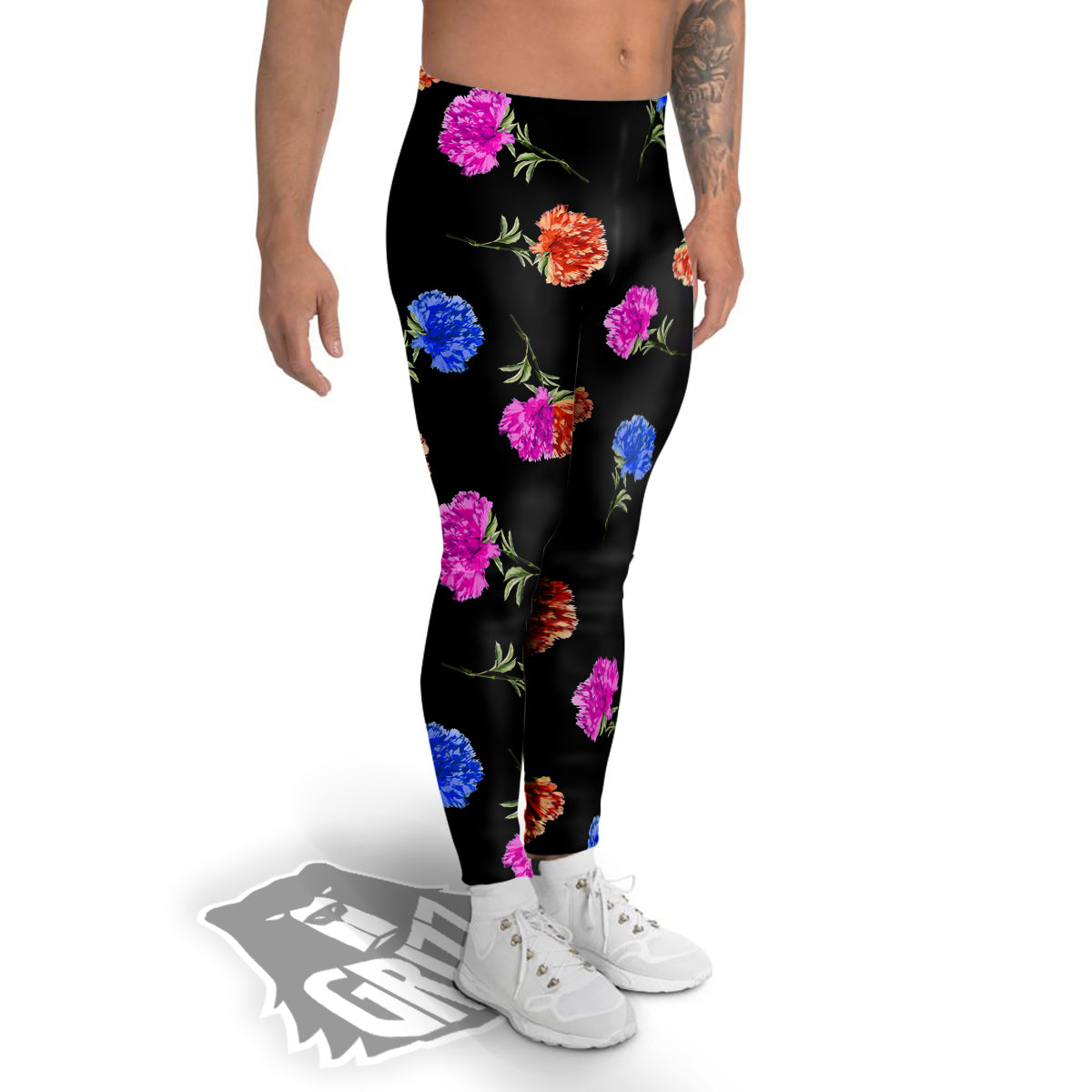 Carnation Watercolor Print Pattern Men's Leggings-grizzshop