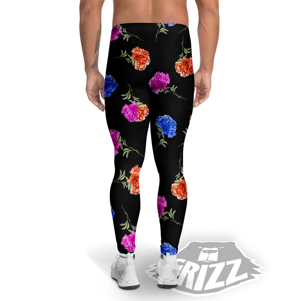 Carnation Watercolor Print Pattern Men's Leggings-grizzshop