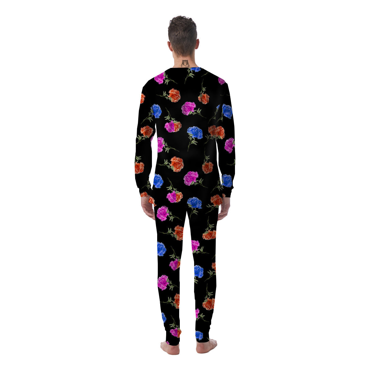 Carnation Watercolor Print Pattern Men's Pajamas-grizzshop