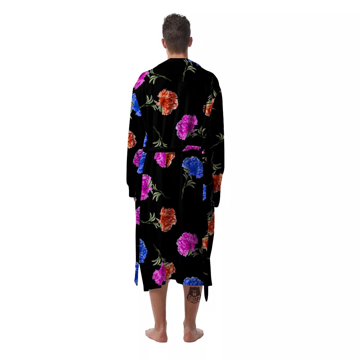 Carnation Watercolor Print Pattern Men's Robe-grizzshop
