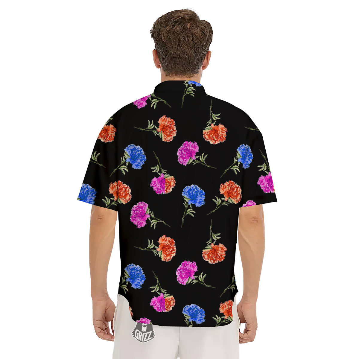 Carnation Watercolor Print Pattern Men's Short Sleeve Shirts-grizzshop
