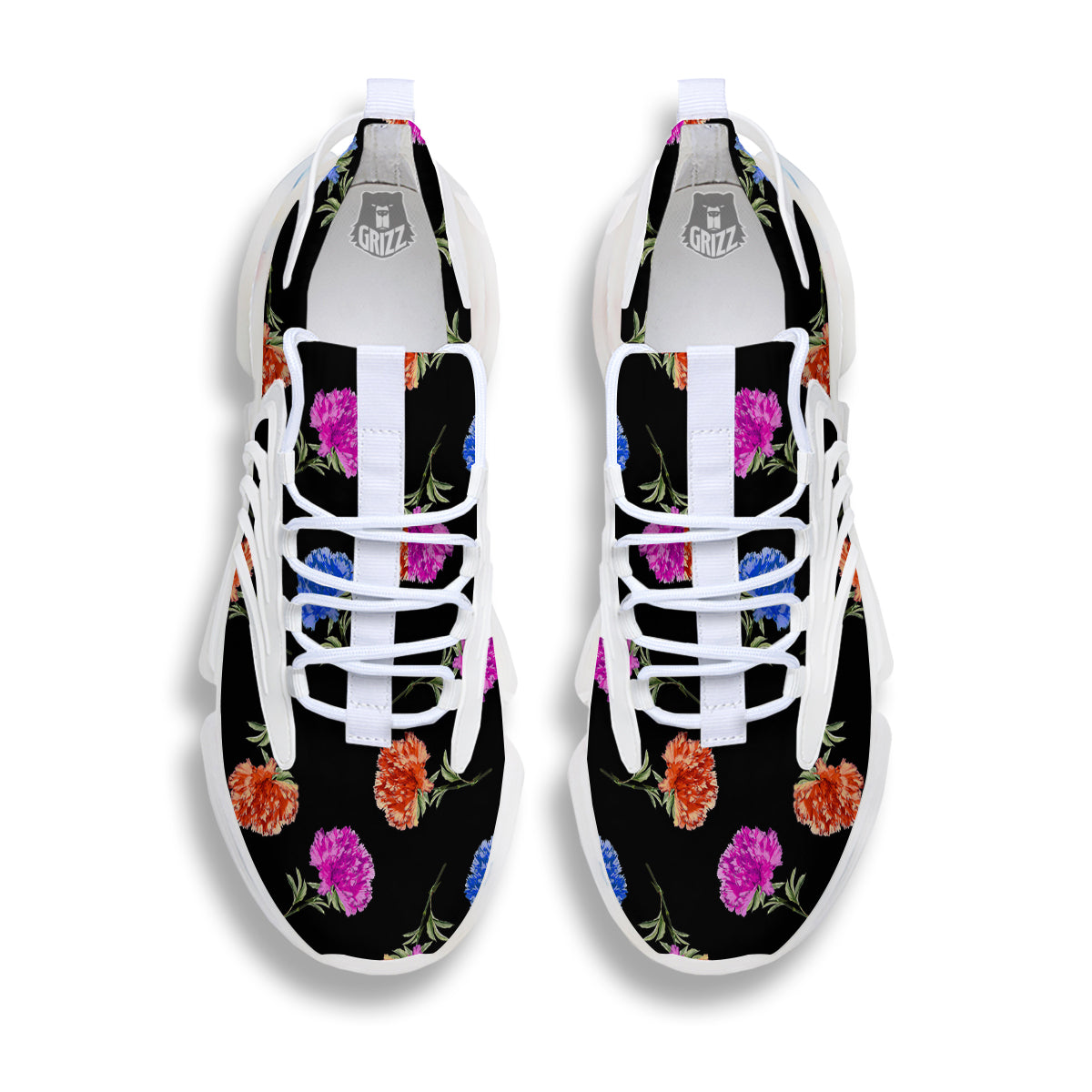 Carnation Watercolor Print Pattern White Gym Shoes-grizzshop
