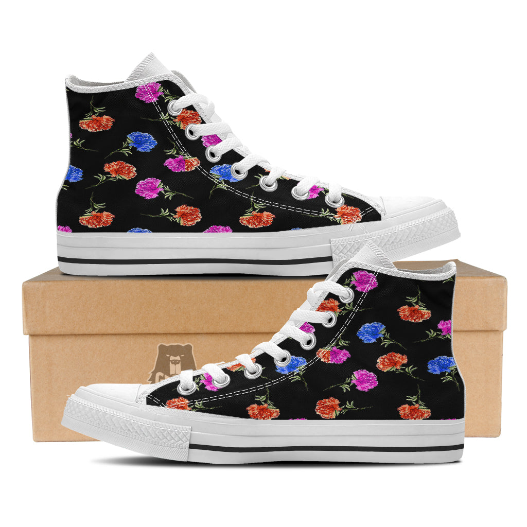 Carnation Watercolor Print Pattern White High Top Shoes-grizzshop