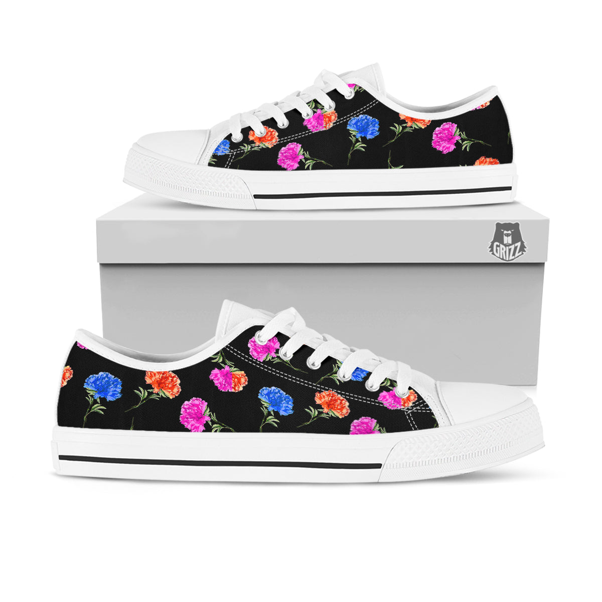 Carnation Watercolor Print Pattern White Low Top Shoes-grizzshop