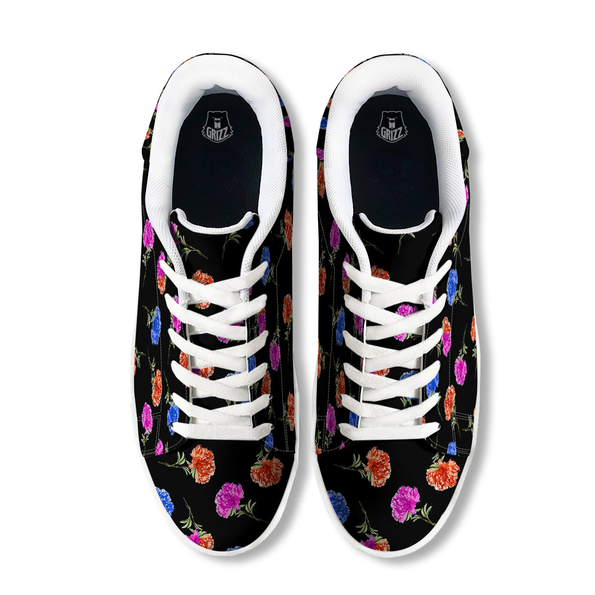 Carnation Watercolor Print Pattern White Low Top Sneakers-grizzshop