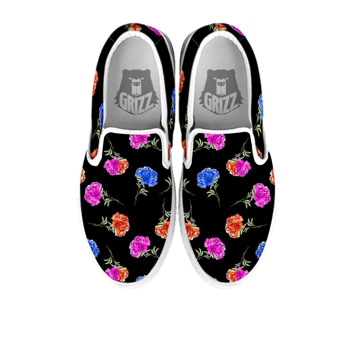 Carnation Watercolor Print Pattern White Slip On Shoes-grizzshop