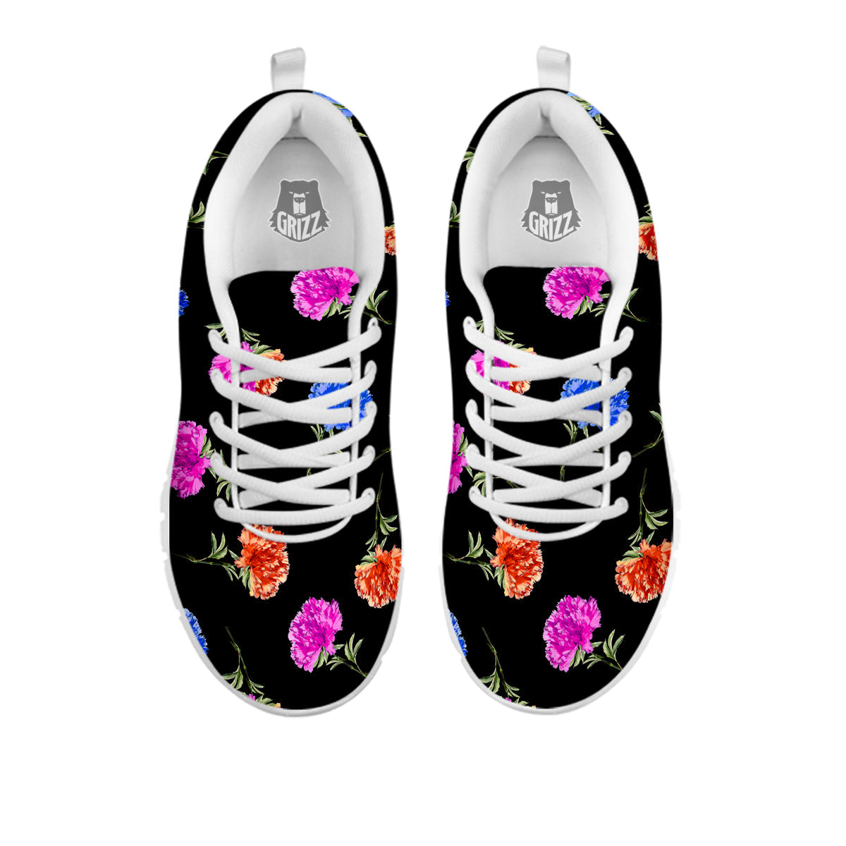 Carnation Watercolor Print Pattern White Sneaker-grizzshop