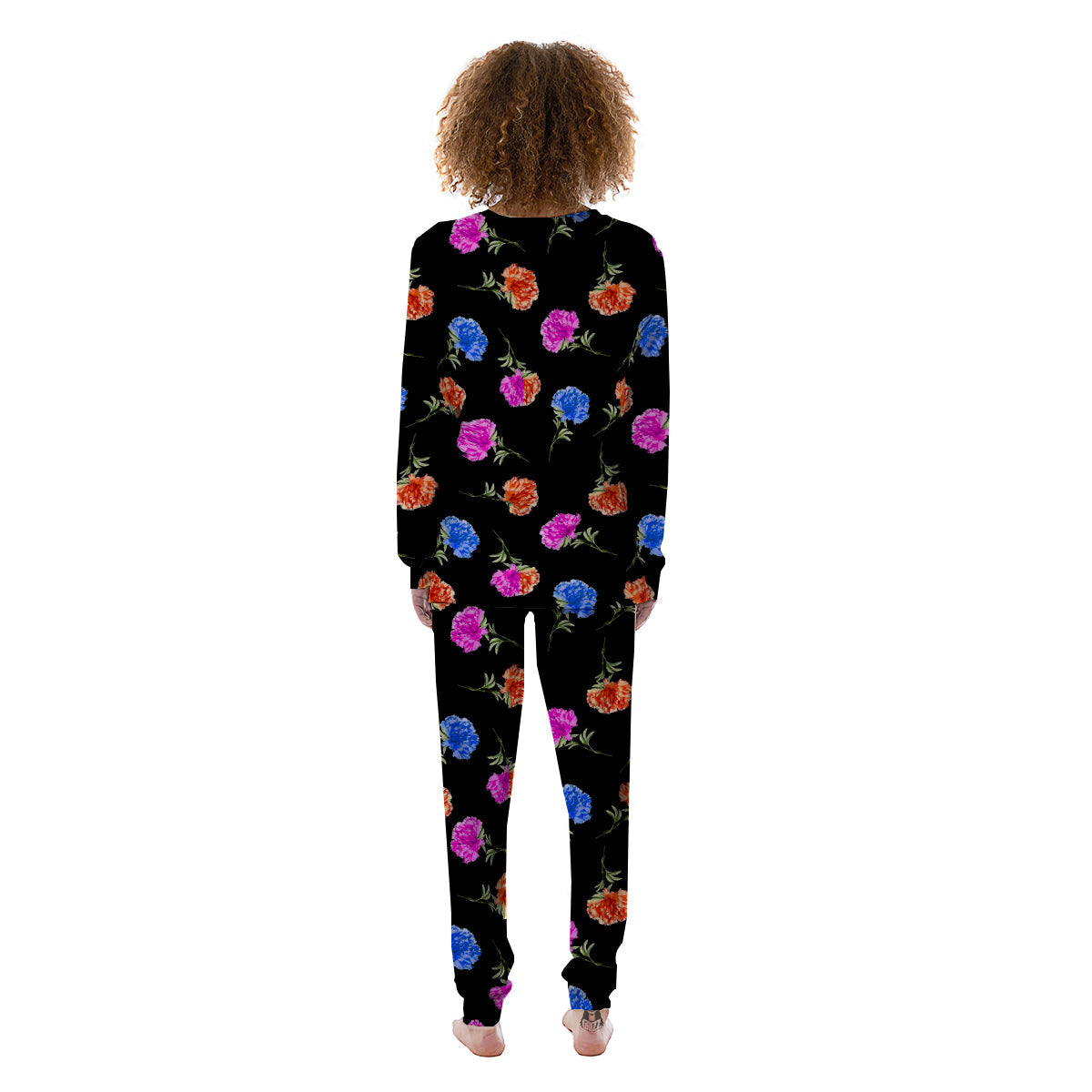 Carnation Watercolor Print Pattern Women's Pajamas-grizzshop