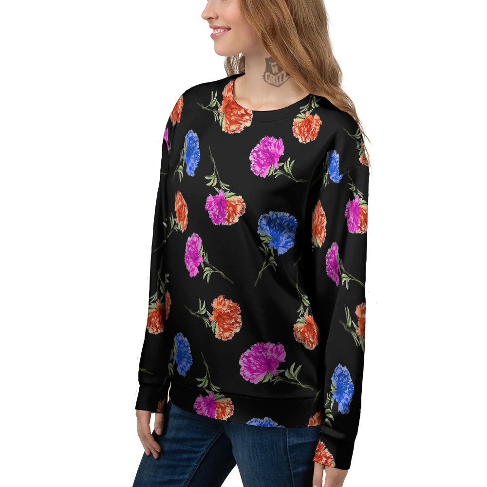Carnation Watercolor Print Pattern Women's Sweatshirt-grizzshop