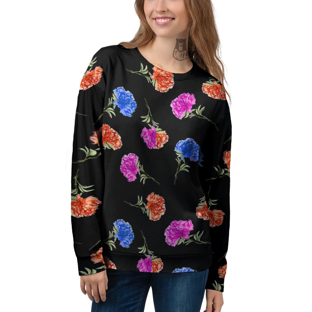 Carnation Watercolor Print Pattern Women's Sweatshirt-grizzshop