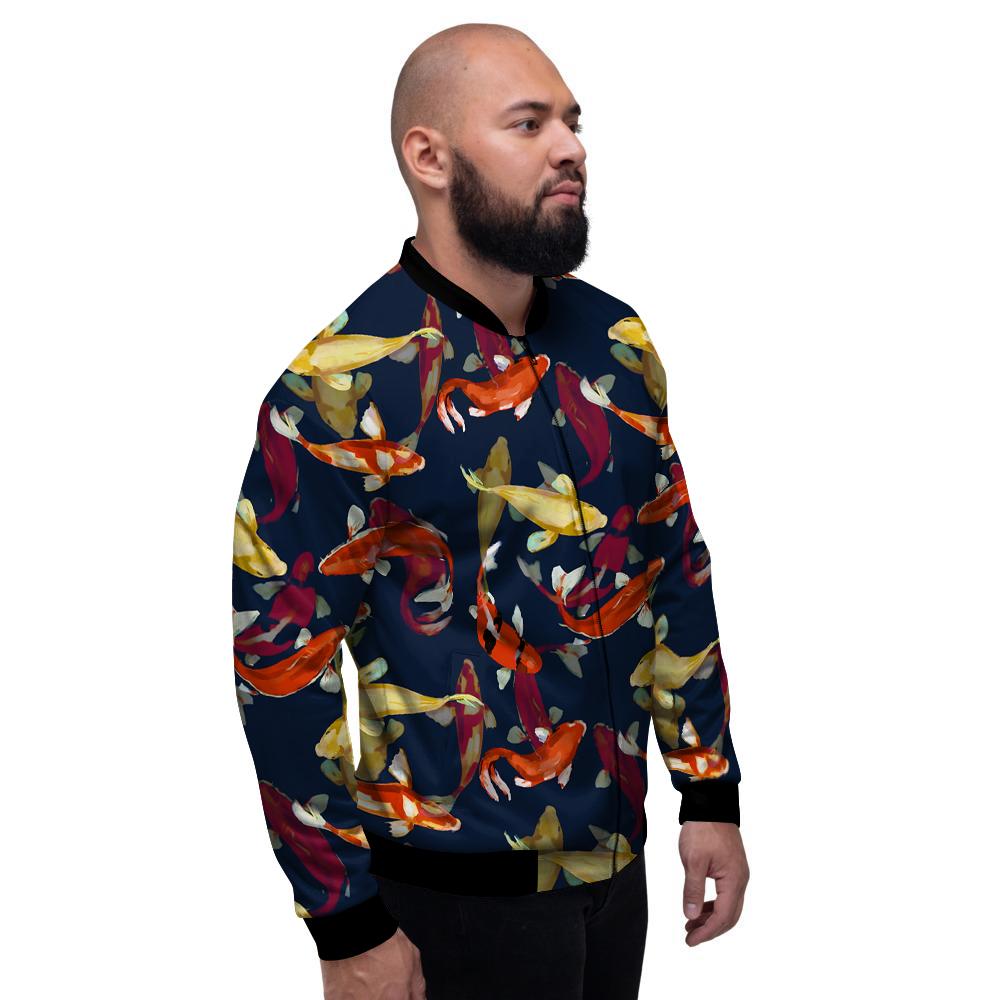 Carp Fish Koi Watercolor Print Pattern Men's Bomber Jacket-grizzshop