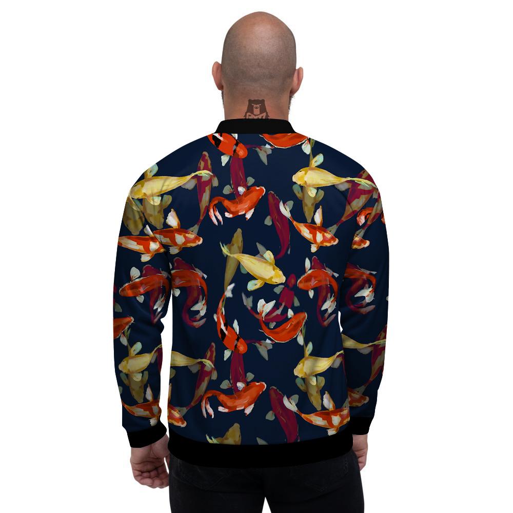 Carp Fish Koi Watercolor Print Pattern Men's Bomber Jacket-grizzshop
