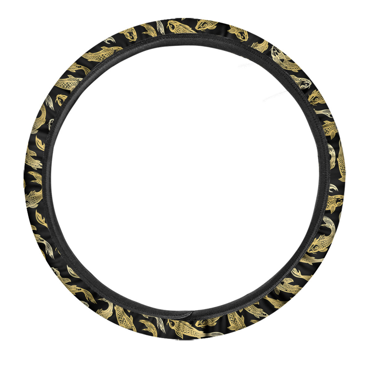 Carp Koi Golden Chinese Print Pattern Car Steering Wheel Cover-grizzshop