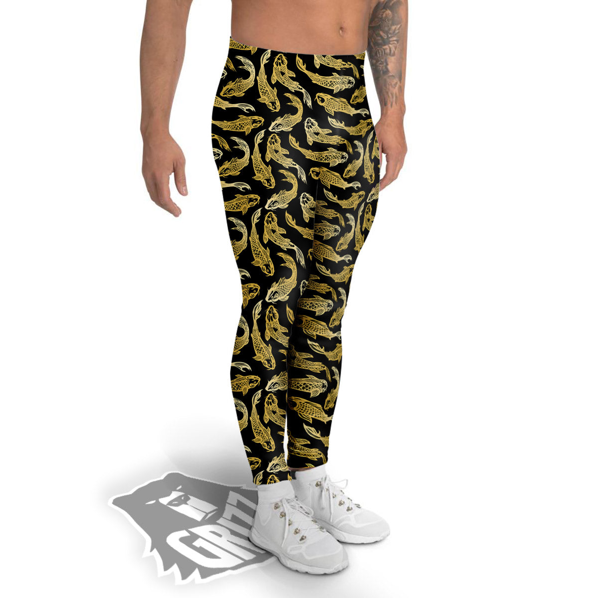 Carp Koi Golden Chinese Print Pattern Men's Leggings-grizzshop