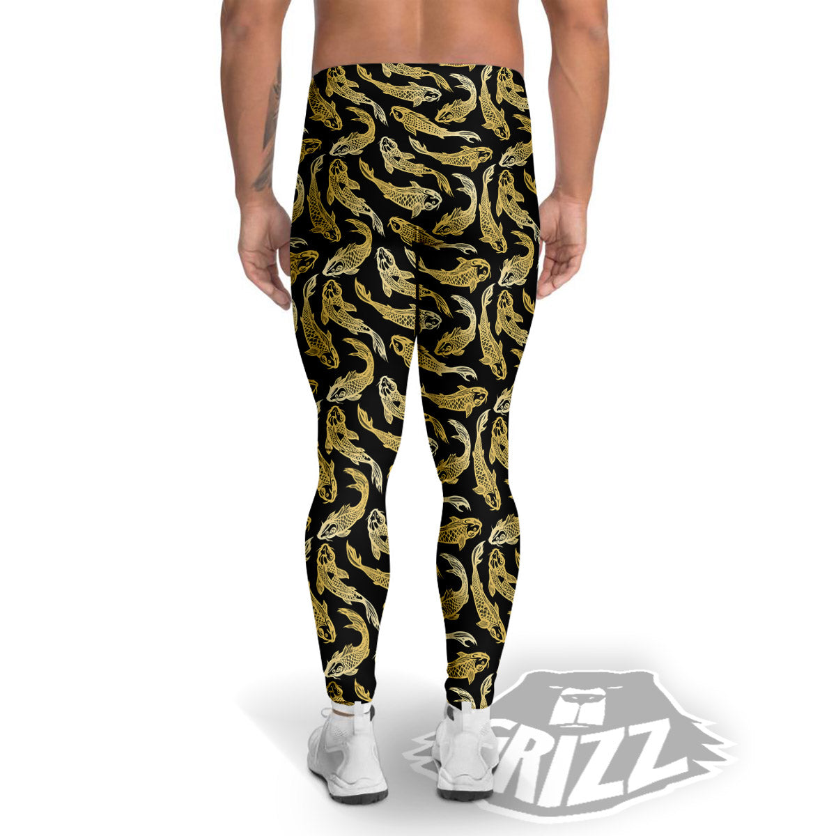 Carp Koi Golden Chinese Print Pattern Men's Leggings-grizzshop