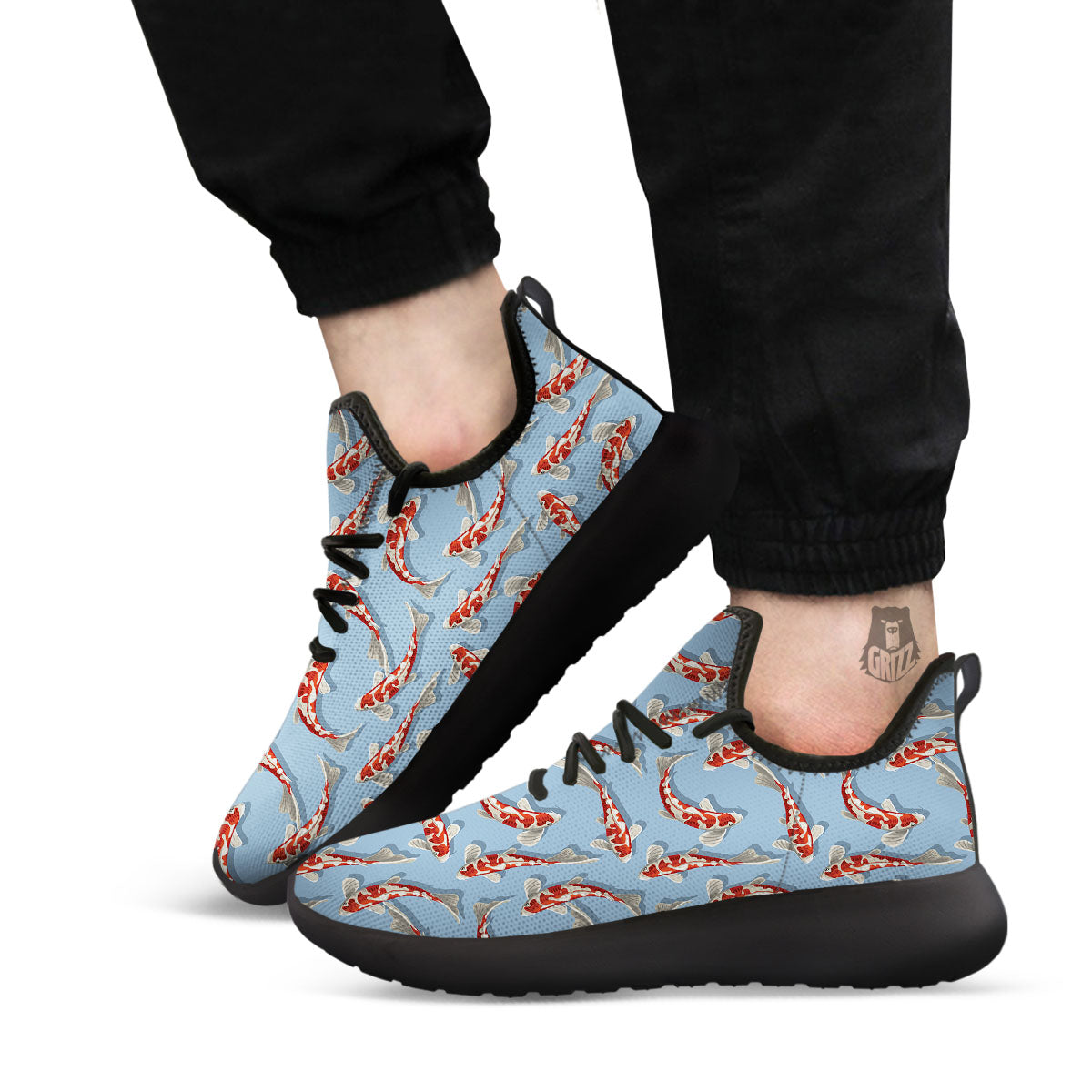 Carp Koi Print Pattern Black Athletic Shoes-grizzshop
