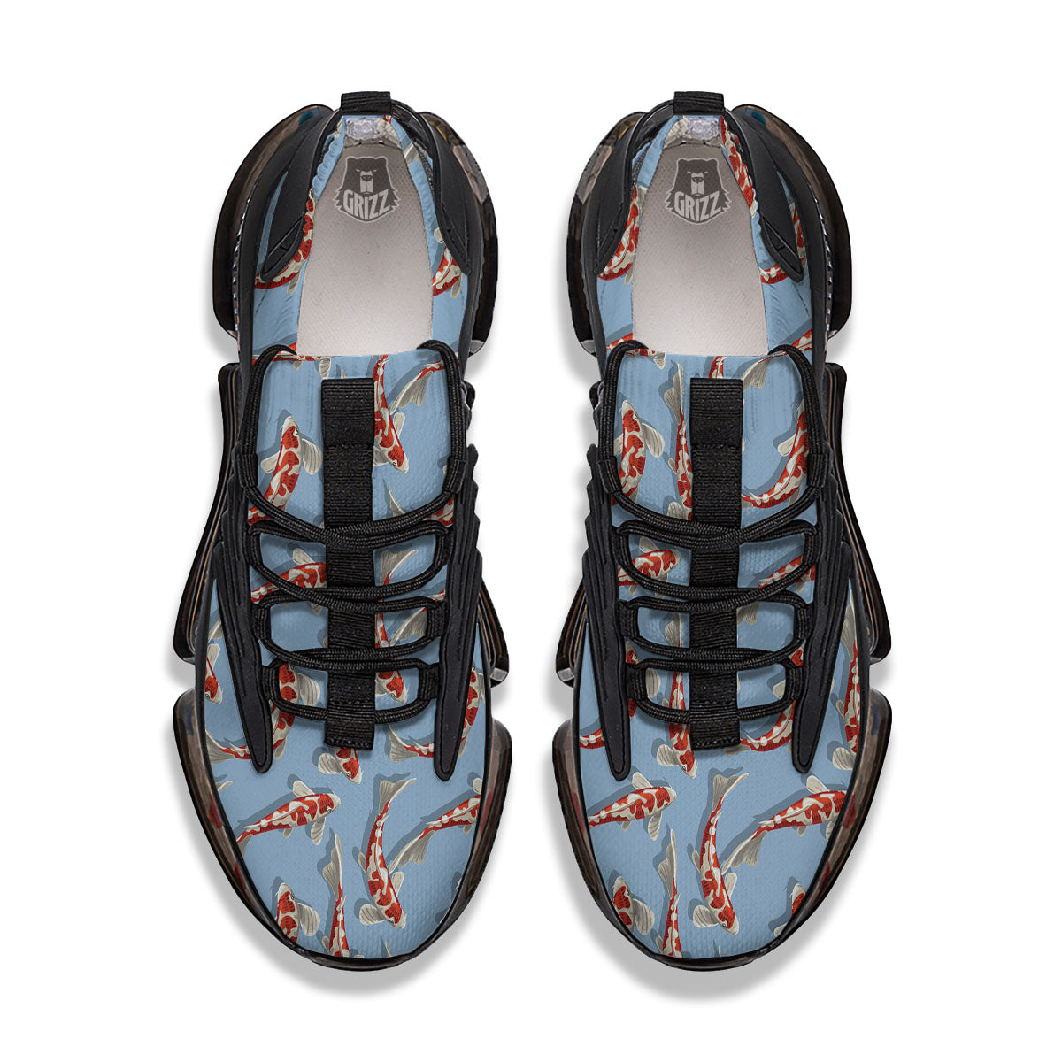 Carp Koi Print Pattern Black Gym Shoes-grizzshop