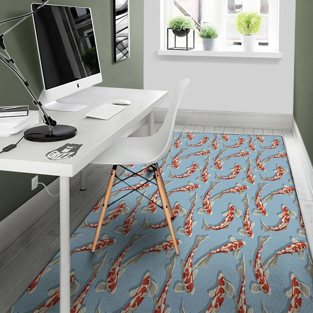 Carp Koi Print Pattern Floor Mat-grizzshop