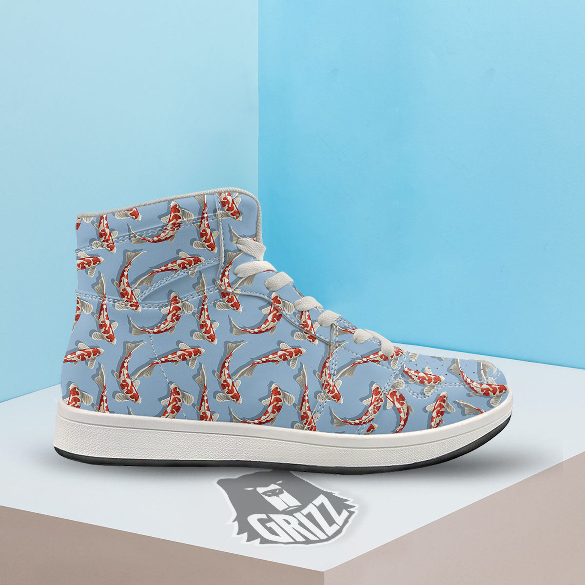 Carp Koi Print Pattern High Top Sneakers-grizzshop