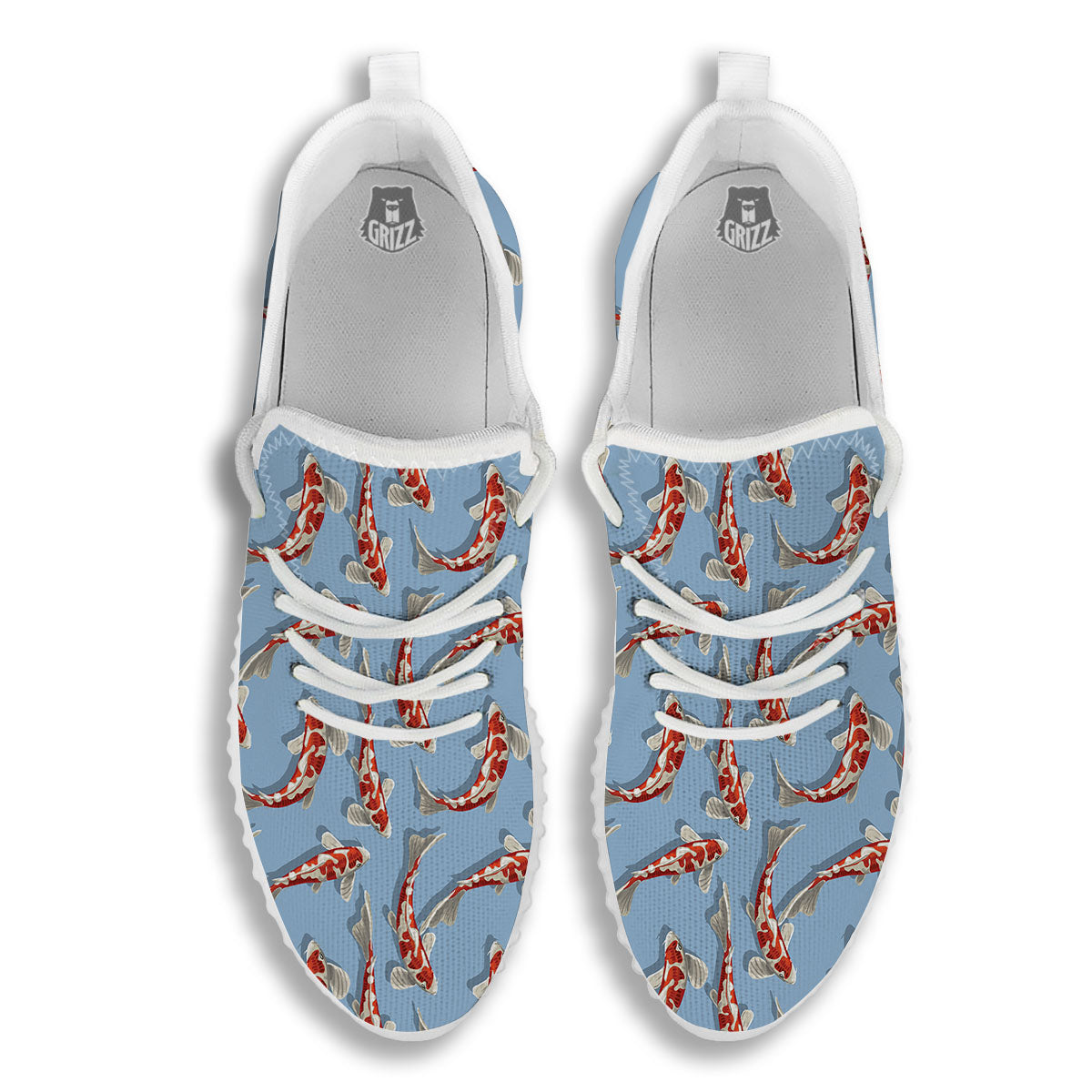 Carp Koi Print Pattern White Walking Shoes-grizzshop