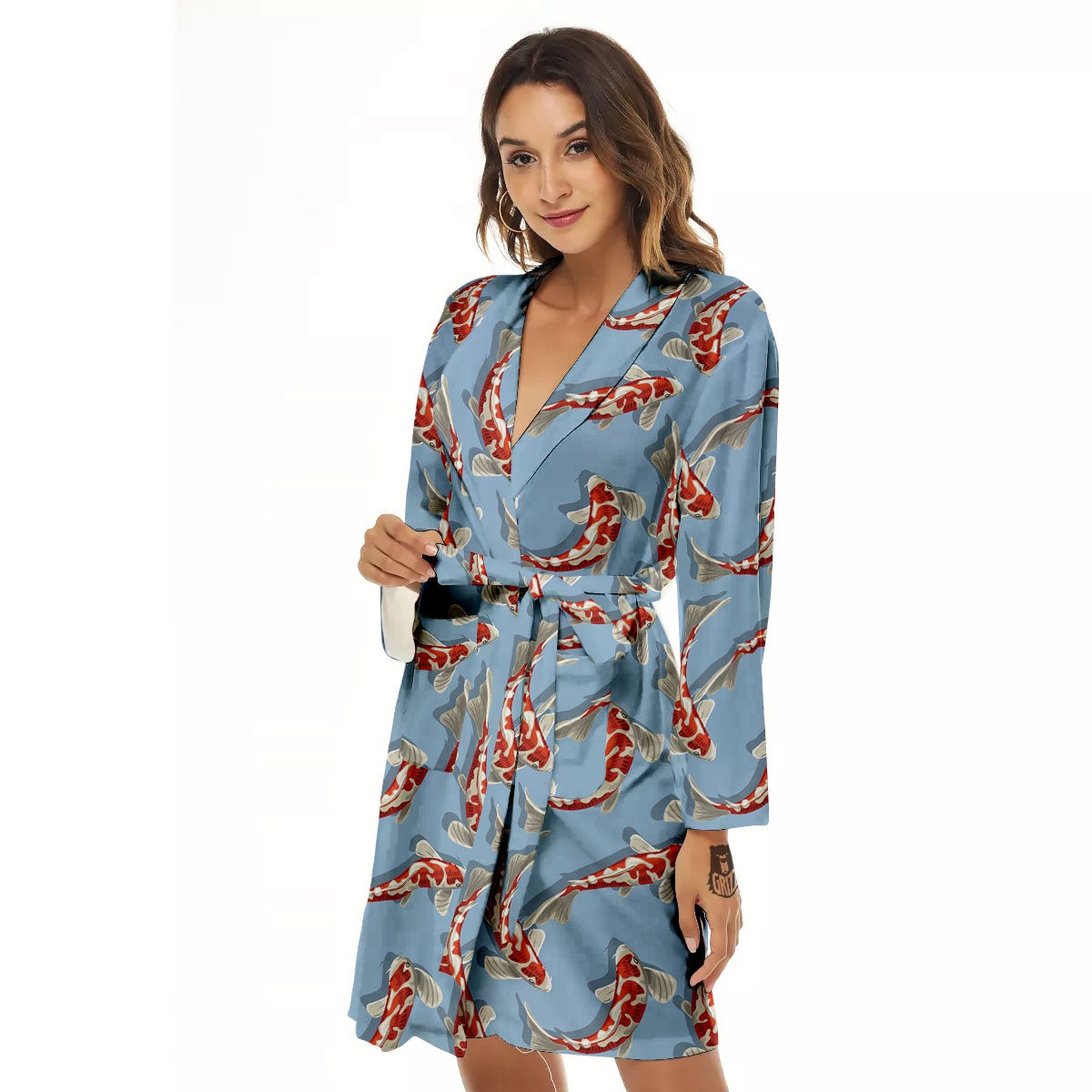 Carp Koi Print Pattern Women's Robe-grizzshop
