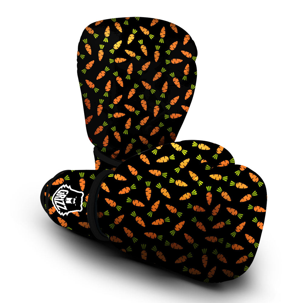 Carrot Black Print Pattern Boxing Gloves-grizzshop