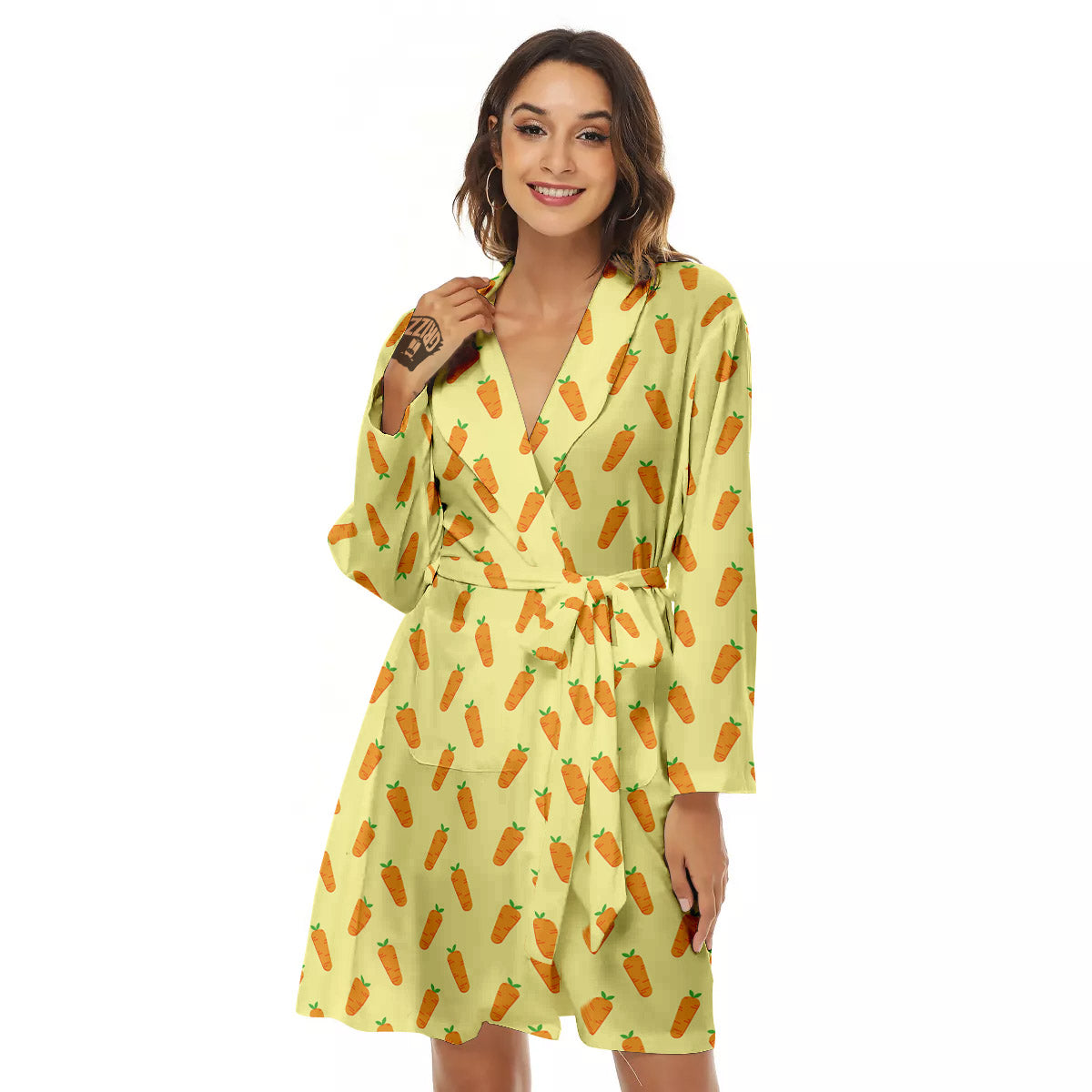 Carrot Cartoon Print Pattern Women's Robe-grizzshop