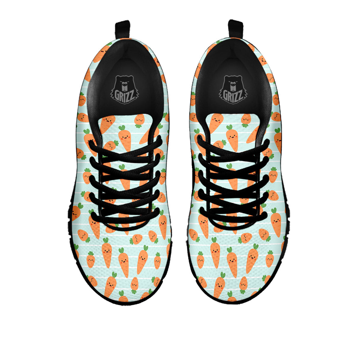 Carrot Cute Print Pattern Black Sneaker-grizzshop
