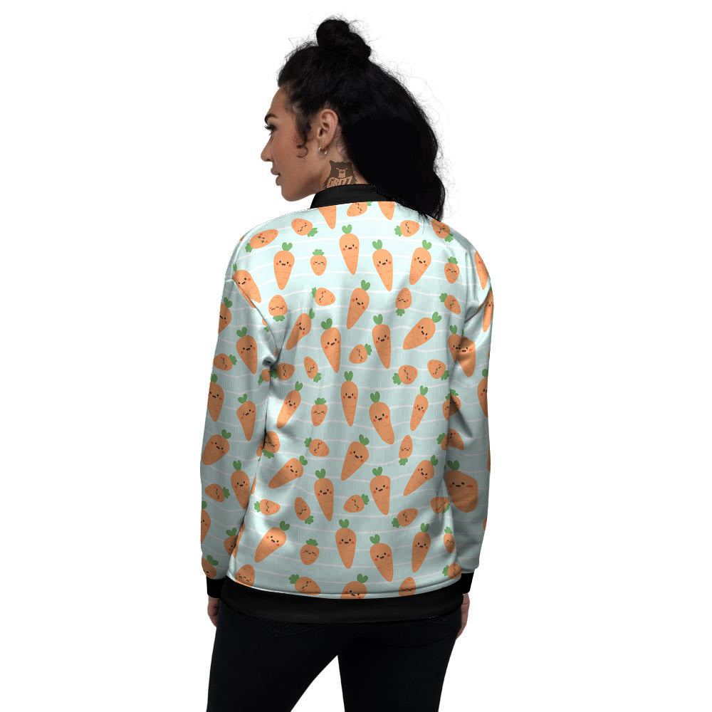 Carrot Cute Print Pattern Women's Bomber Jacket-grizzshop