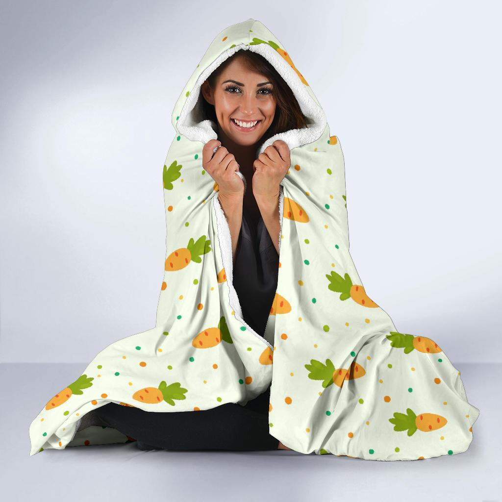 Carrot Dot Pattern Print Hooded Blanket-grizzshop