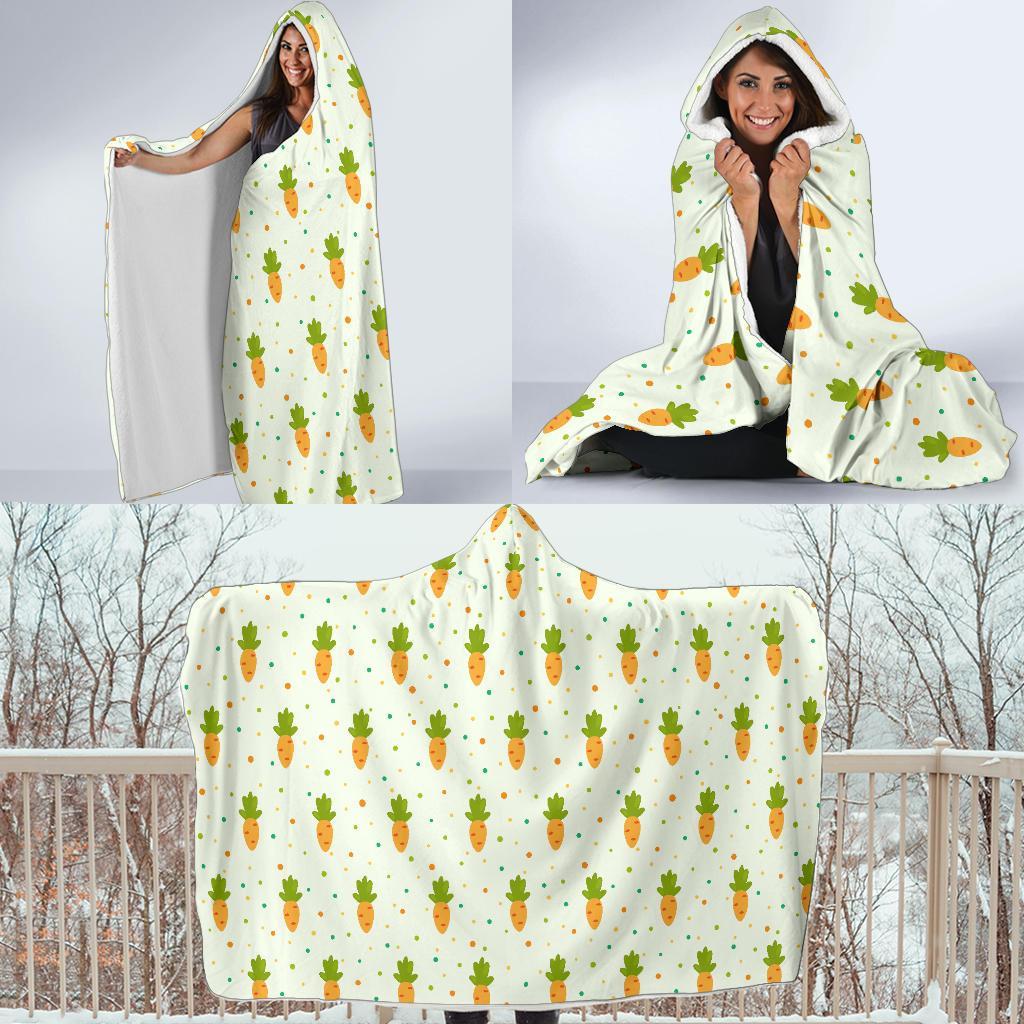 Carrot Dot Pattern Print Hooded Blanket-grizzshop