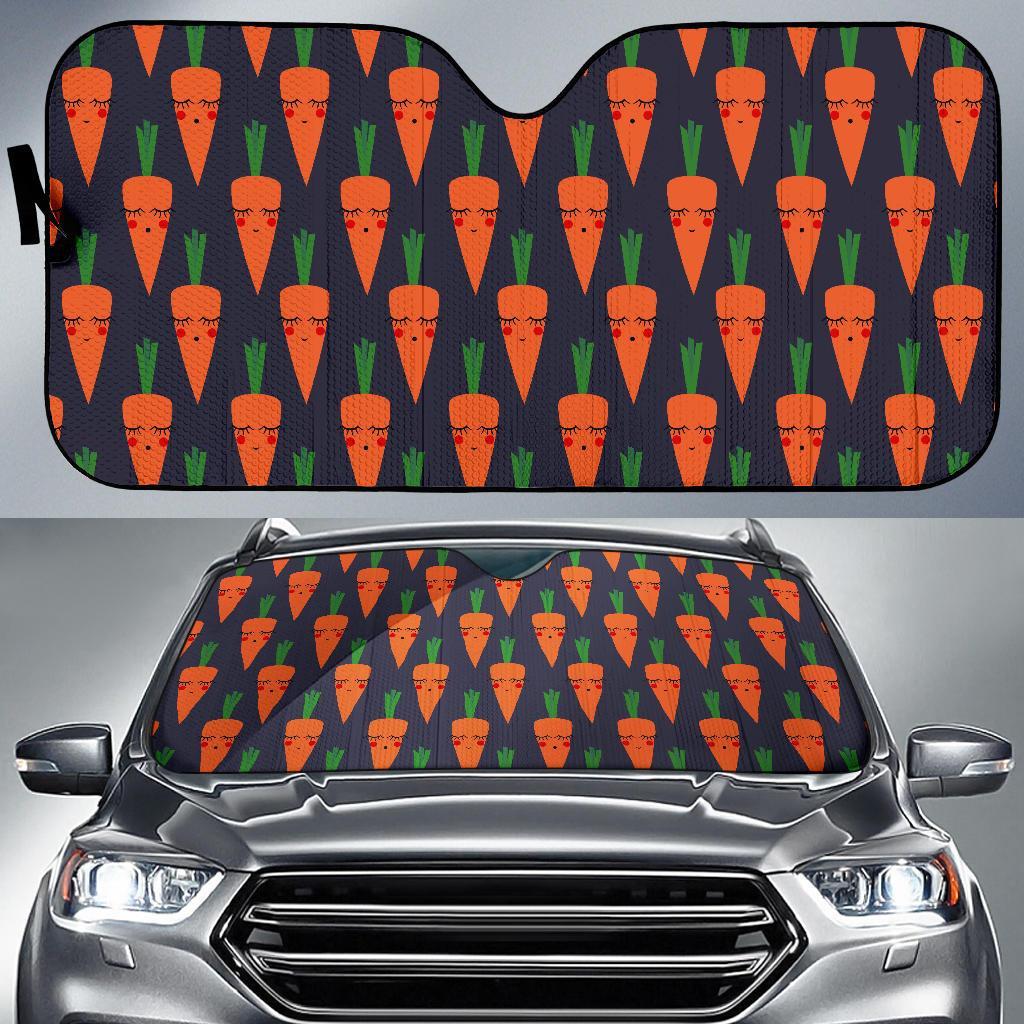 Carrot Face Pattern Print Car Sun Shade-grizzshop