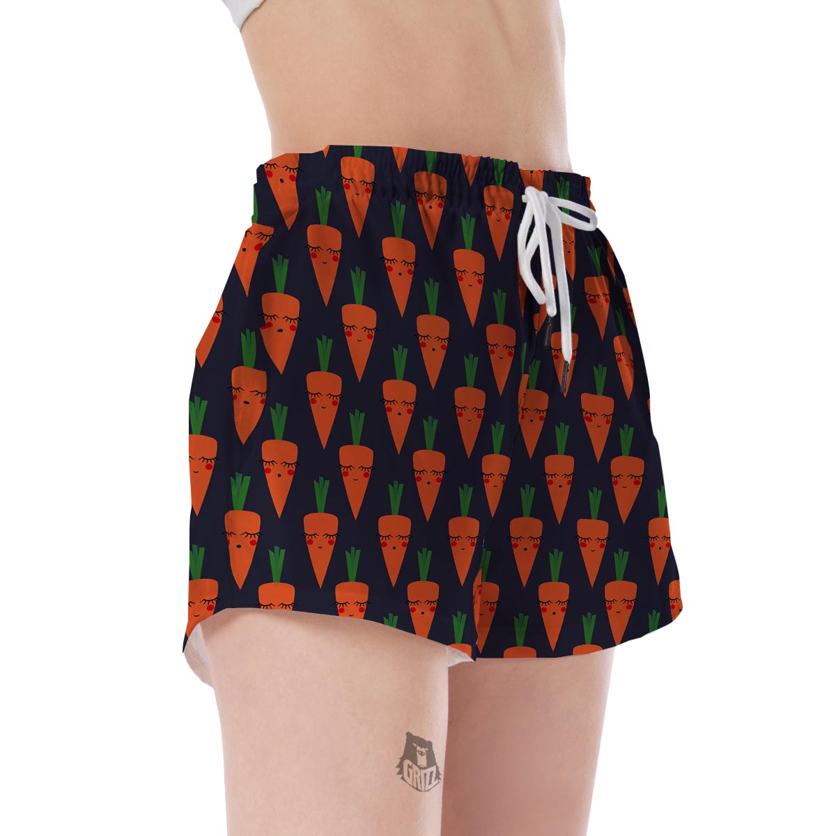 Carrot Face Pattern Print Women's Shorts-grizzshop
